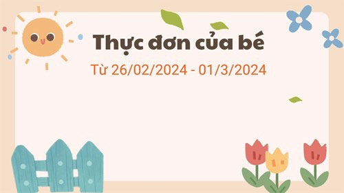 Thực đơn của bé từ 04/11 đến 08/11/2024